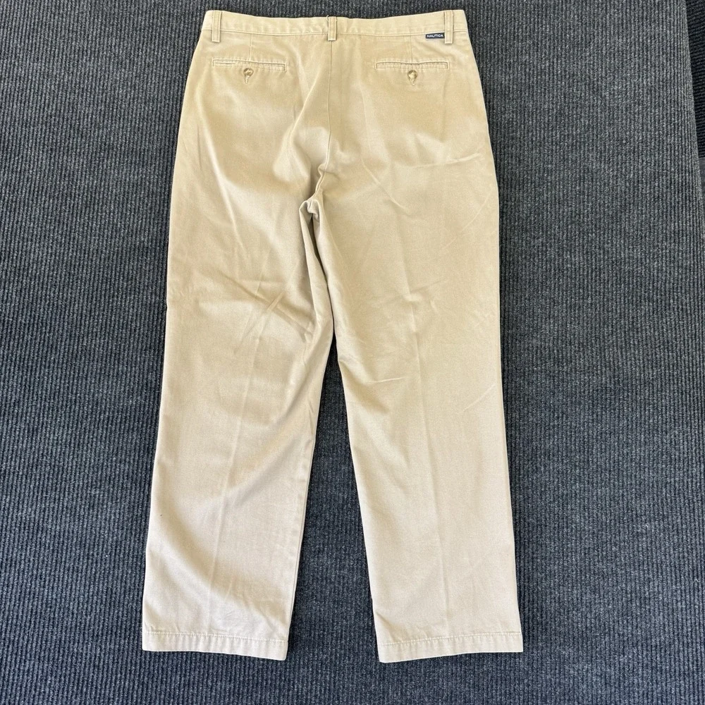 Nautica Clipper Wrinkle Resistant Pants Flat Front Khaki Mens 36x30